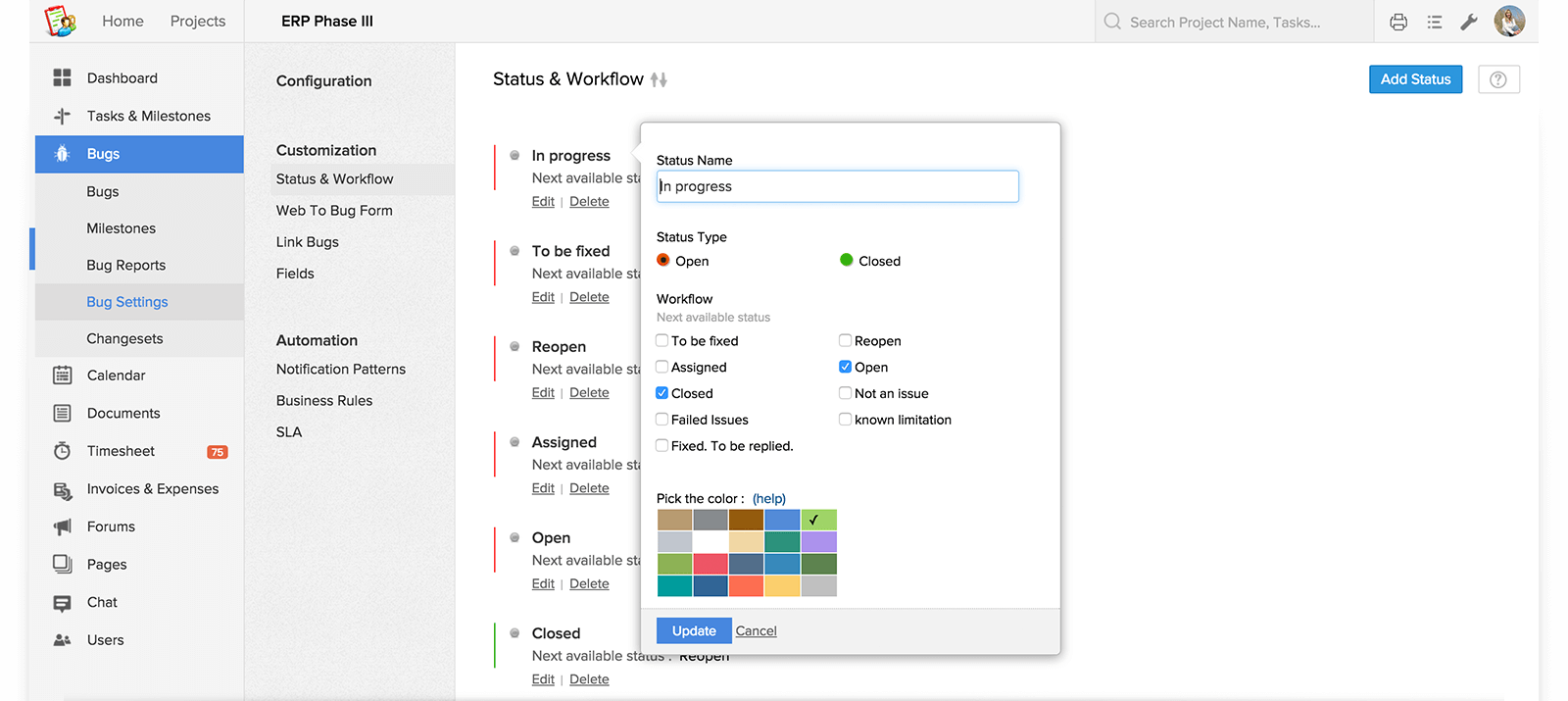 Custom workflow của phần mềm Zoho